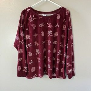 Wizarding World Harry Potter Girls Velour Pajama Top Maroon Size XL 16/18